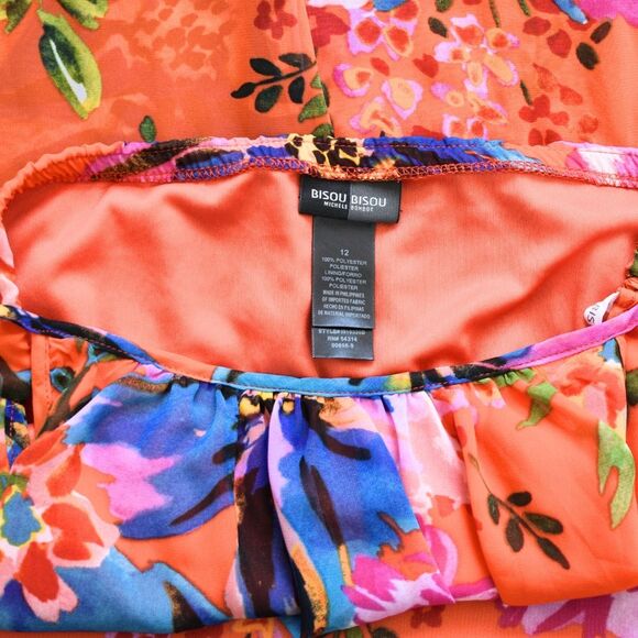 BISOU BISOU Women's Michele Bohbot Floral Hi-Lo Maxi Backless Dress Size 12 - Picture 5 of 9